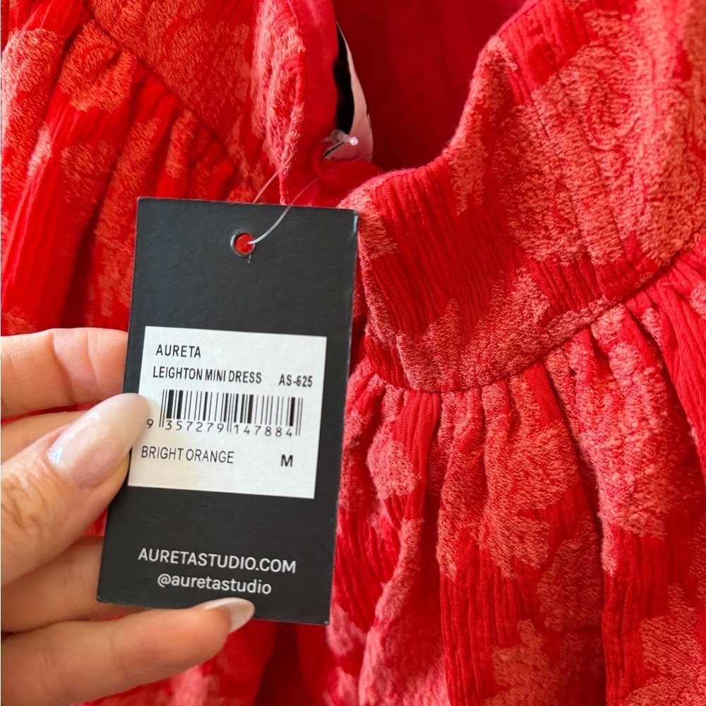 Aureta Leighton Mini Dress in Bright Orange - Picture 4 of 5